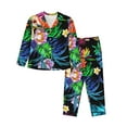 thumbnail image 1 of Bingfone Womens Pajama Sets Colorful Flowers Print,Long Sleeve Loungewear Pajamas Set-Medium, 1 of 9