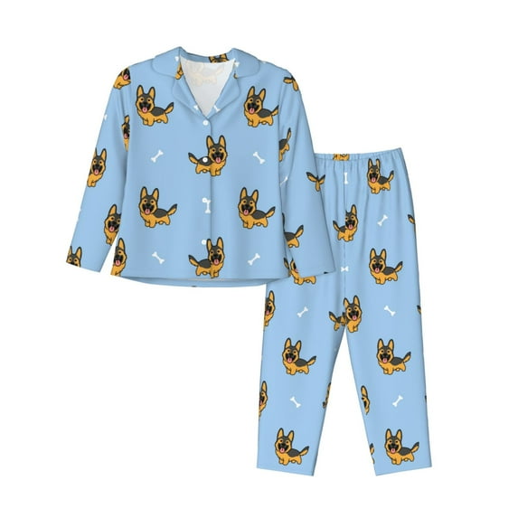Bingfone Womens Pajama Sets Cute Puppy Print,Long Sleeve Loungewear Pajamas Set-Small