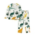 thumbnail image 1 of Bingfone Womens Pajama Sets Dinosaurs And Tropical Leaves Print,Long Sleeve Loungewear Pajamas Set-Small, 1 of 9