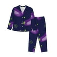 thumbnail image 1 of Bingfone Womens Pajama Sets Eggplant Print,Long Sleeve Loungewear Pajamas Set-Medium, 1 of 9