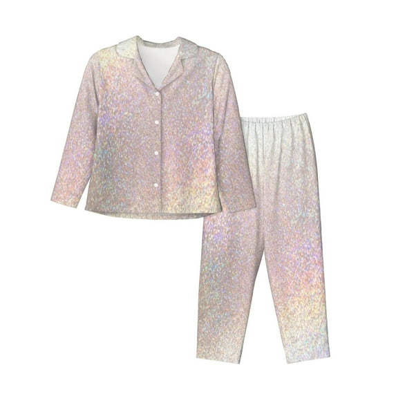 Bingfone Womens Pajama Sets Glitter Light Pearl Print,Long Sleeve Loungewear Pajamas Set-Medium
