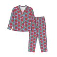 thumbnail image 1 of Bingfone Womens Pajama Sets Hand Drawn Strawberry Print,Long Sleeve Loungewear Pajamas Set-X-Large, 1 of 8