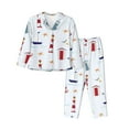 thumbnail image 1 of Bingfone Womens Pajama Sets Nautical Lighthouse Sailboat Print,Long Sleeve Loungewear Pajamas Set-Medium, 1 of 9