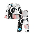 thumbnail image 1 of Bingfone Womens Pajama Sets Panda Cute Pink Hearts Print,Long Sleeve Loungewear Pajamas Set-X-Large, 1 of 9