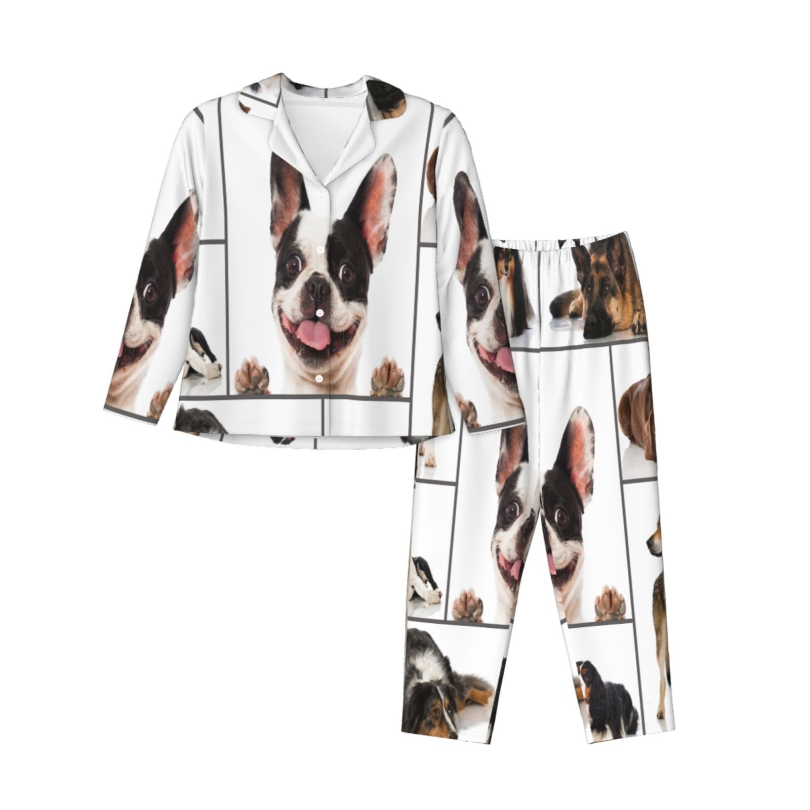 Bingfone Womens Pajama Sets Pedigree dogs collage Print,Long Sleeve ...