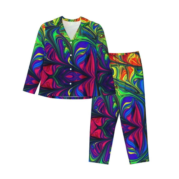 Bingfone Womens Pajama Sets Pride Rainbow Print,Long Sleeve Loungewear Pajamas Set-Small