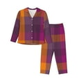 thumbnail image 1 of Bingfone Womens Pajama Sets Purple Yellow Buffalo Plaid Print,Long Sleeve Loungewear Pajamas Set-X-Large, 1 of 9