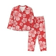 thumbnail image 1 of Bingfone Womens Pajama Sets Red Hibiscus Flower Print,Long Sleeve Loungewear Pajamas Set-Medium, 1 of 9