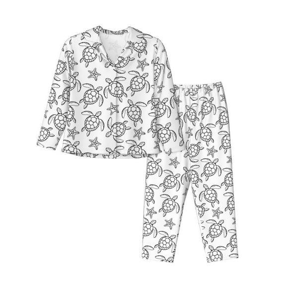 Bingfone Womens Pajama Sets Sea Turtle Print,Long Sleeve Loungewear Pajamas Set-Small
