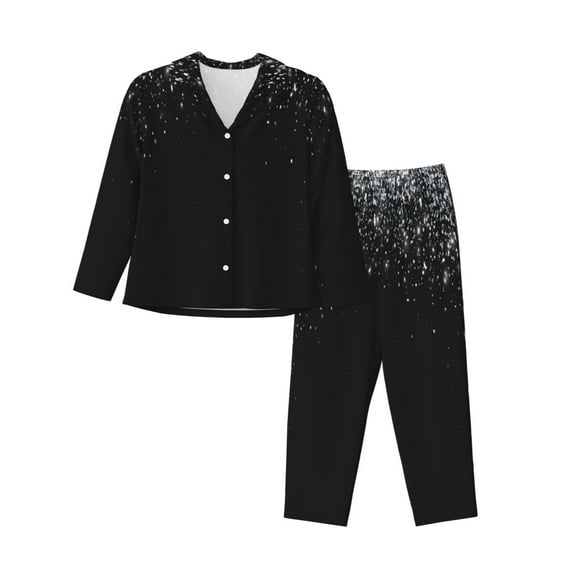 Bingfone Womens Pajama Sets Silver Glitter1 Print,Long Sleeve Loungewear Pajamas Set-X-Large