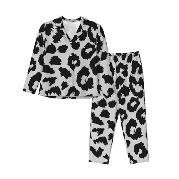 Bingfone Womens Pajama Sets Similar To Leopard Print Print,Long Sleeve Loungewear Pajamas Set-Large