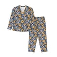 thumbnail image 1 of Bingfone Womens Pajama Sets Skull daisy yellow blue Print,Long Sleeve Loungewear Pajamas Set-Small, 1 of 8