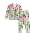 thumbnail image 1 of Bingfone Womens Pajama Sets Vintage Wood Background With Floral Print,Long Sleeve Loungewear Pajamas Set-Small, 1 of 9