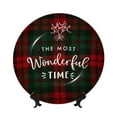 thumbnail image 1 of Bingfone Wonderful Time Christmas Print Bone China Dinner Decorative Plates,Handmade Ceramic Dinner Plate with Stand for Home Club-8in, 1 of 6