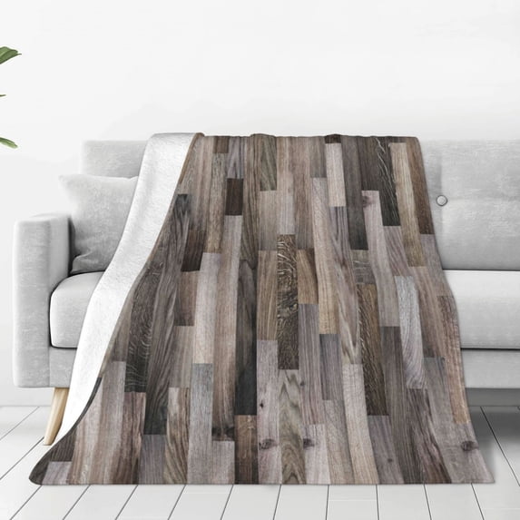 Bingfone Wooden Texture Print Flannel Fleece Blanket Throw Blanket For Bed,Sofa,Couch,Travel,Camping(40"X30")