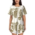 thumbnail image 1 of Bingfone Workers Cutting Grapes From Vineyard Print Pajamas Sets for Women Soft Short-Sleeved Pjs with Lounge Shorts Two Piece Sleepwear, 1 of 5