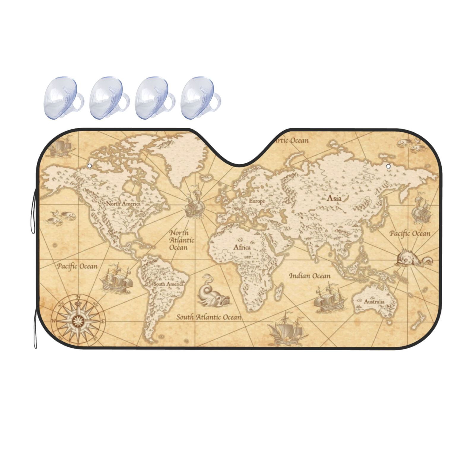 Print Pattern World Map Car Sun Shade