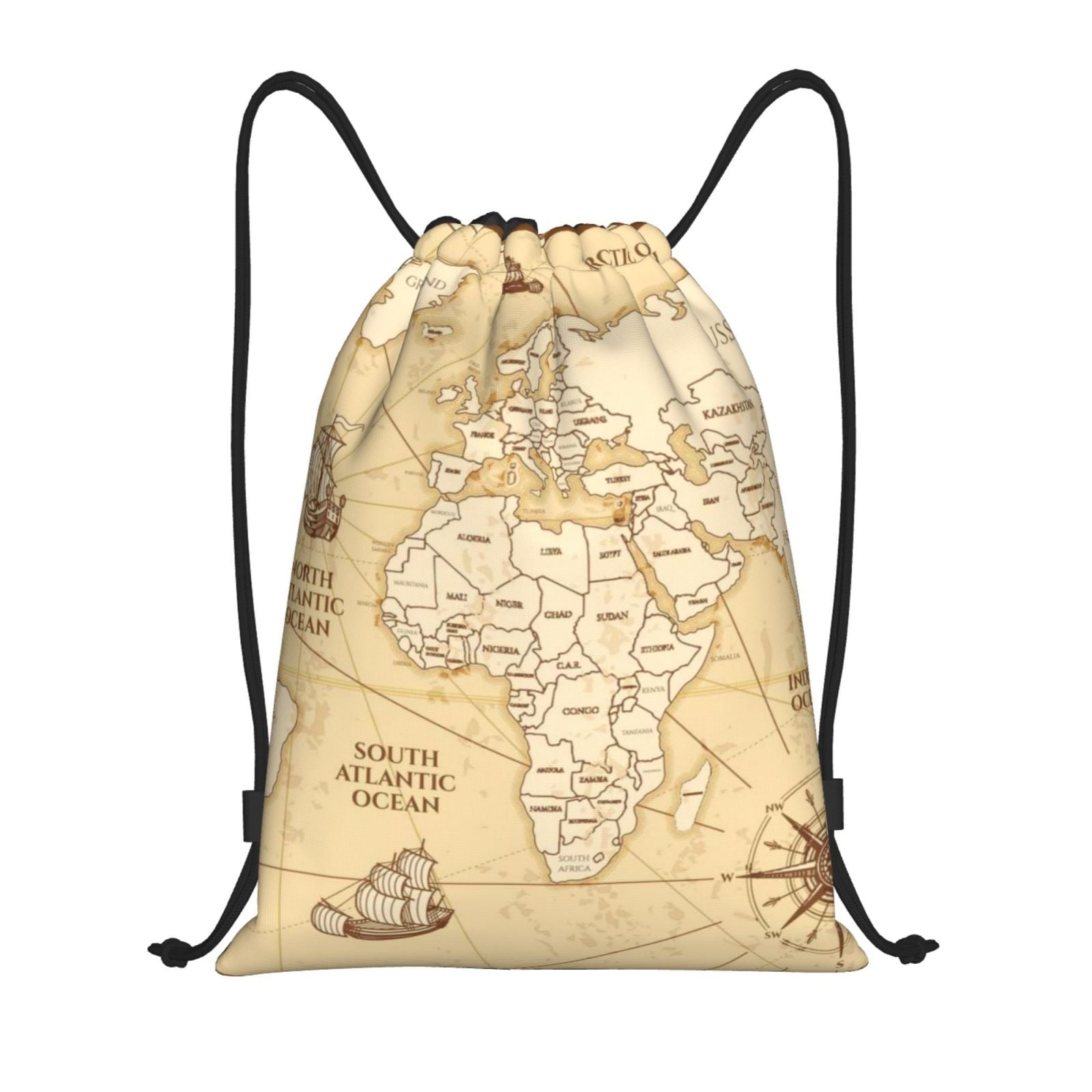 Bingfone World Map Drawstrings Backpacks Bags For Men Women Gym ...