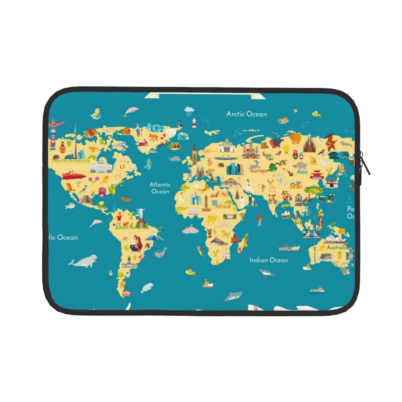 Bingfone World Map With Landmarks Laptop Sleeve Case 15 Inch, 360 ...