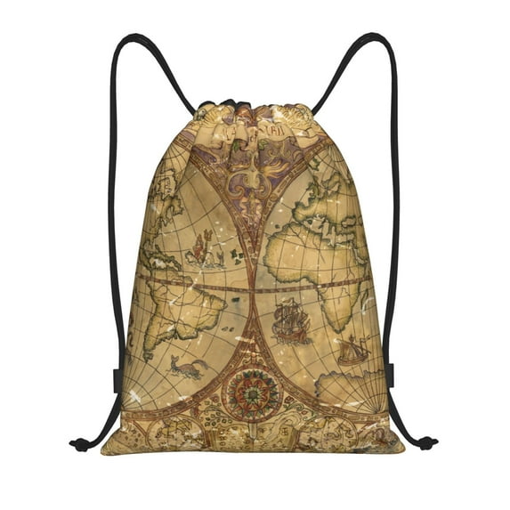 Bingfone World Map1 Drawstrings Backpacks Bags For Men Women Gym Drawstrings Bag