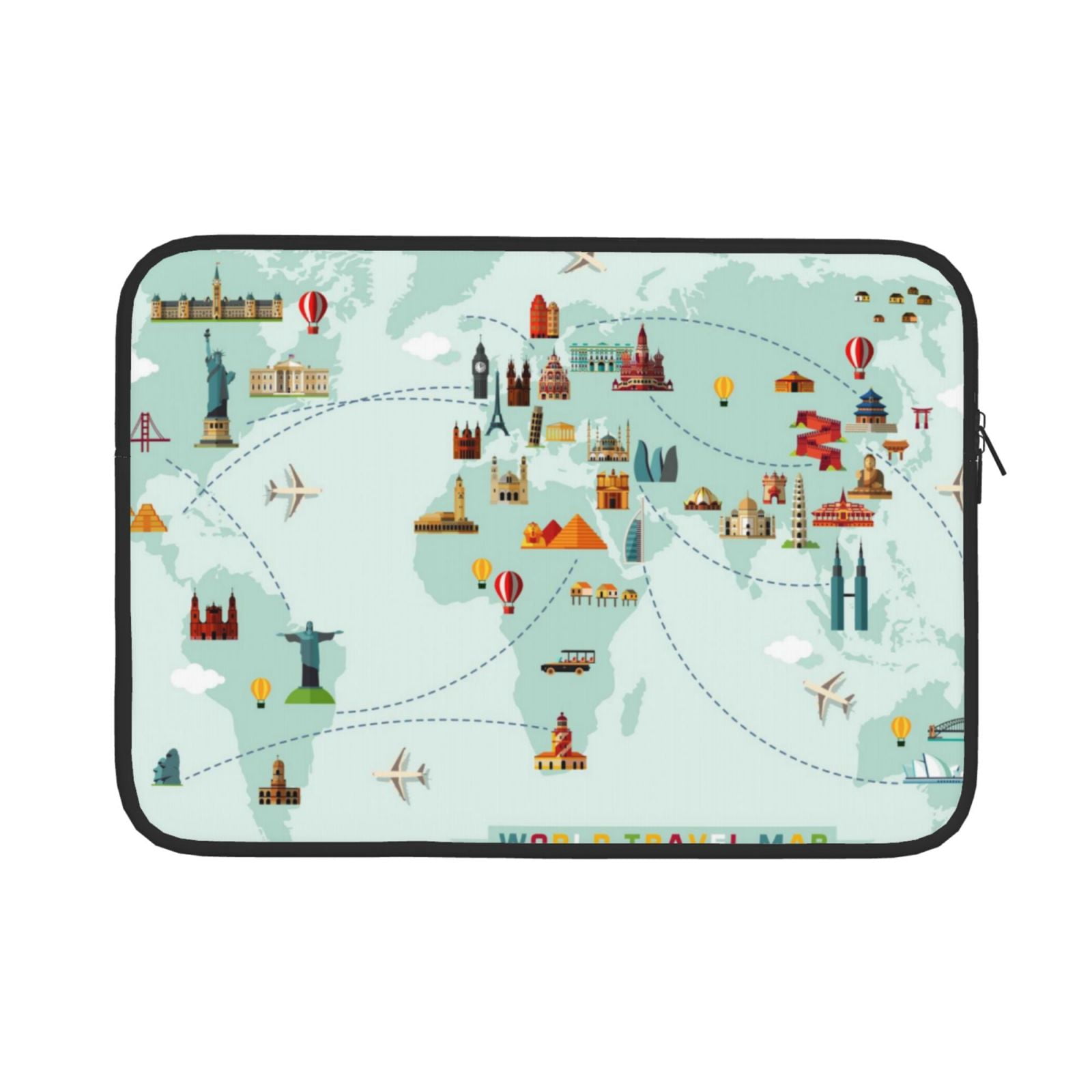 Bingfone World Travel Map Laptop Sleeve Case 13 Inch, 360° Protective ...
