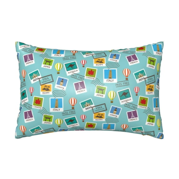 Bingfone World Travel1 Print Satin Pillowcase for Hair - Standard Size with Zipper Silky & Soft Pillow Covers,20x30 inches