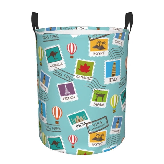 Bingfone World Travel1 Waterproof Foldable Laundry Hamper Bucket With Handles For Storage Bin,Clothes Hamper (Medium)