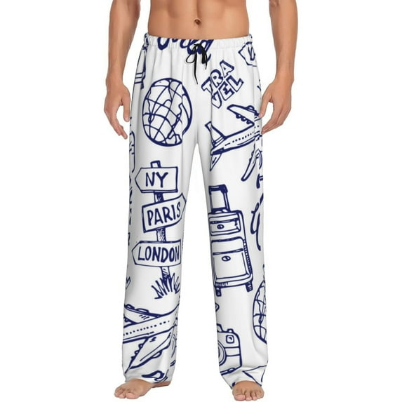 Bingfone World Travel2 Mens All Over Print Sleep Pajama Pants-Medium