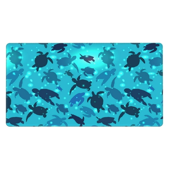 Bingfone World Turtle Day Large Gaming Mouse Pad,Extended Desk Mousepad With Stitched Edges,Non-Slip Base,29.5 X 16 In
