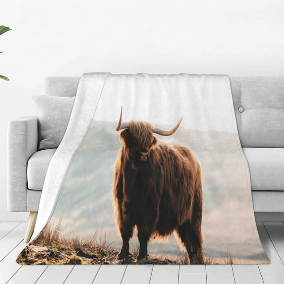 Bingfone Yak Print Flannel Fleece Blanket Throw Blanket For Bed,Sofa,Couch,Travel,Camping(80"X60")