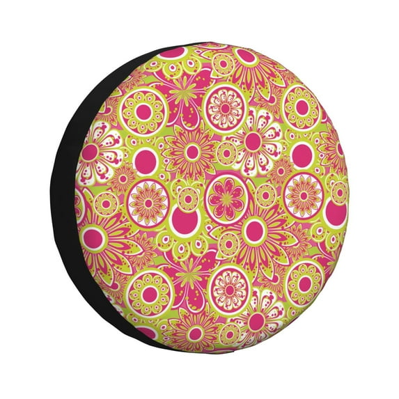 Bingfone Yellow Flowers Spare Tire Cover Weatherproof Universal Wheel Protectors for RV Camper Travel Trailer SUV Truck-16 inch