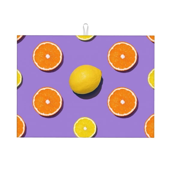 Bingfone Yellow Lemon And Orange ,18" X 24"Dish Drying Mat For Kitchen Counter,Ultra Absorbent Microfiber
