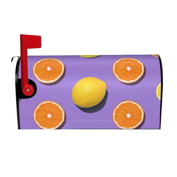 Bingfone Yellow Lemon And Orange Magnetic Mailbox Cover Standard Size For Garden Yard Outdoor Decorations-25.5x21 In