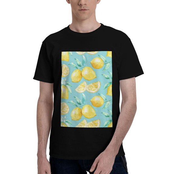 Bingfone Yellow Lemon Men'S Loose Fit Short-Sleeve Pocket T-Shirt