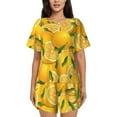 thumbnail image 1 of Bingfone Yellow Limes Print Pajamas Sets for Women Soft Short-Sleeved Pjs with Lounge Shorts Two Piece Sleepwear, 1 of 8