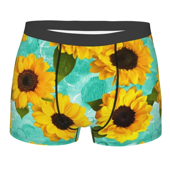 Bingfone Yellow Sunflowers With Green Leaves Men'S Underwear - Casual Stretch Boxer Briefs-X-Large