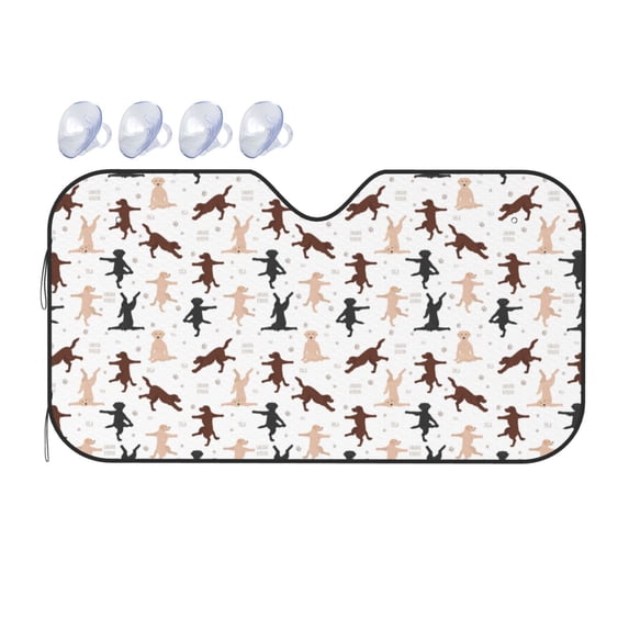 Bingfone Yoga Labrador Retriever Car Windshield Sunshade,Sun Foldable Sun Shield Sun Visor for Car - Medium