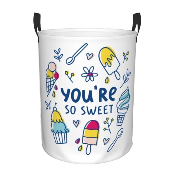 Bingfone You Are So Sweet Waterproof Foldable Laundry Hamper Bucket With Handles For Storage Bin,Clothes Hamper (Medium)