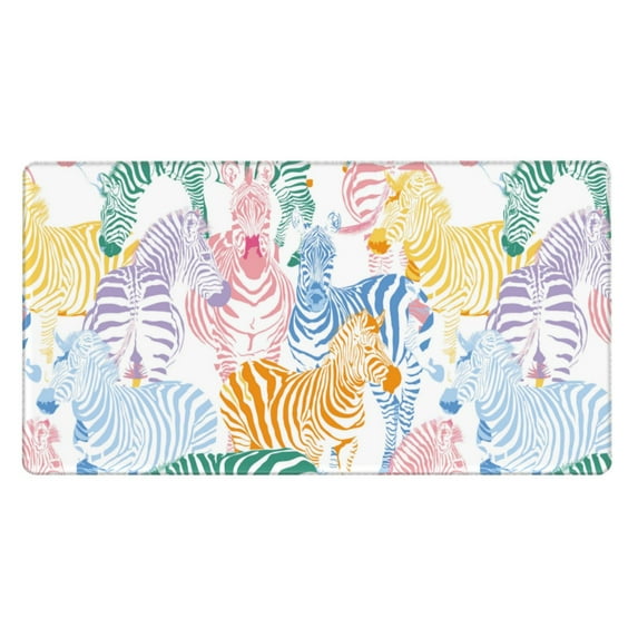 Bingfone Zebra Colourful Large Gaming Mouse Pad,Extended Desk Mousepad With Stitched Edges,Non-Slip Base,Water Resist Keyboard Pad For Gamer, Office & Home, 29.5 X 16 In