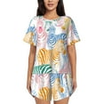 thumbnail image 1 of Bingfone Zebra Colourful Print Pajamas Sets for Women Soft Short-Sleeved Pjs with Lounge Shorts Two Piece Sleepwear, 1 of 8