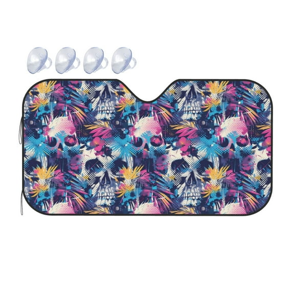 Bingfone cool Skull colorful Car Windshield Sunshade,Sun Foldable Sun Shield Sun Visor for Car - Medium