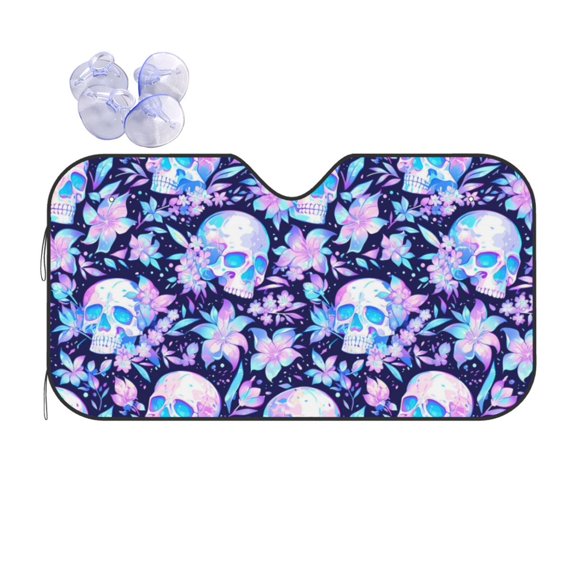 Bingfone crystal Skull flower leaf Car Windshield Sun Shade Protector Keep Your Vehicle Cool Sun Shield Visor Cover Foldable for Car Truck SUV-Small
