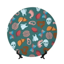 Bingfone cute Skull organ Print Bone China Dinner Decorative Plates,Handmade Ceramic Dinner Plate with Stand for Home Club-6in