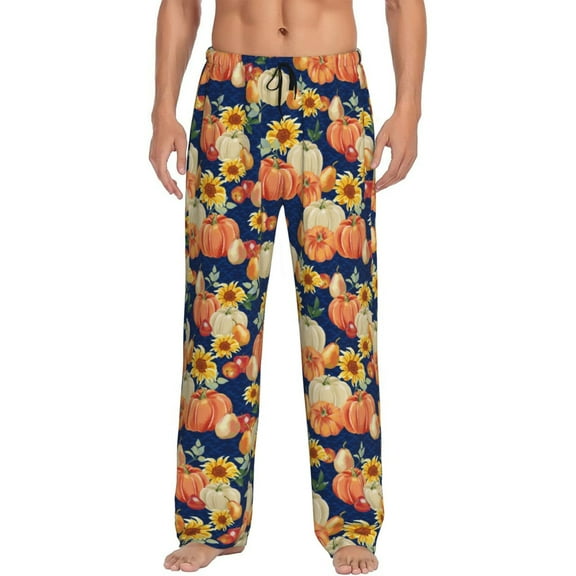 Bingfone fall Pumpkin Daisy Mens All Over Print Sleep Pajama Pants-Small
