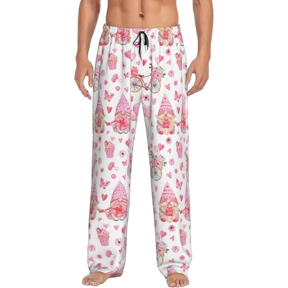 Bingfone gnome couple Mens All Over Print Sleep Pajama Pants-Small