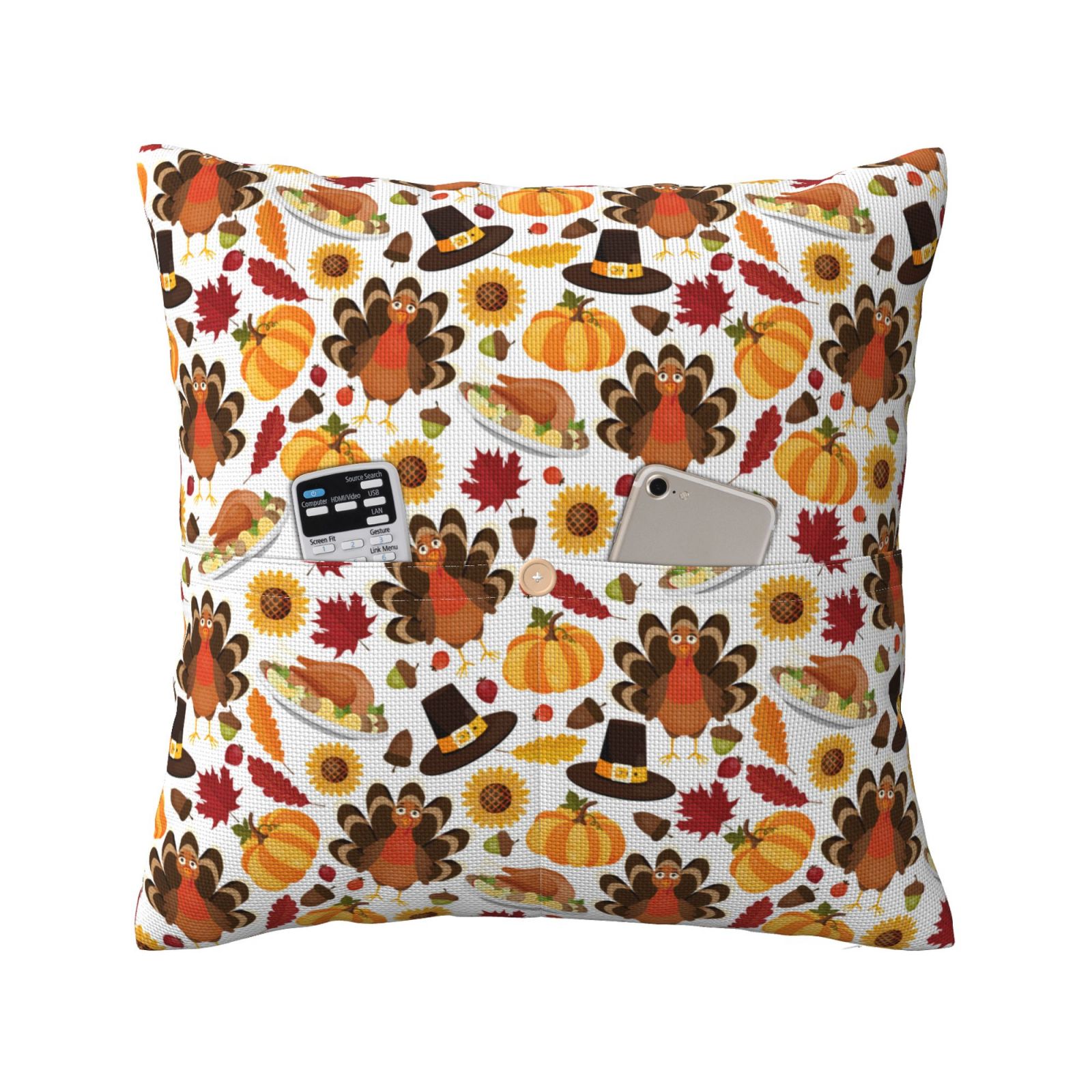 Bingfone turkey hat Pumpkin Linen Throw Pillow Covers Cushion Case
