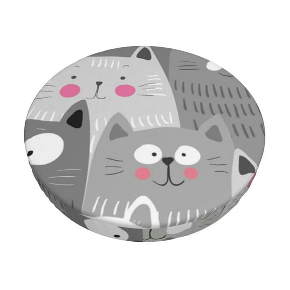 Bingfone12 Inch Padded Round Bar Stool Cover Cushion With Elastic Fabric Round Chair Seat - Cats Group