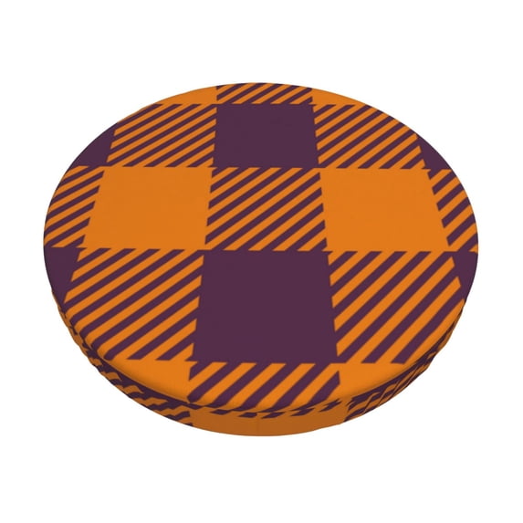 Bingfone12 Inch Padded Round Bar Stool Cover Cushion With Elastic Fabric Round Chair Seat - Fall Buffalo Plaid