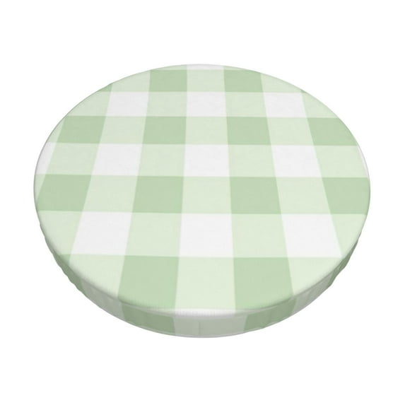 Bingfone12 Inch Padded Round Bar Stool Cover Cushion With Elastic Fabric Round Chair Seat - Pistachio Green Checkboard