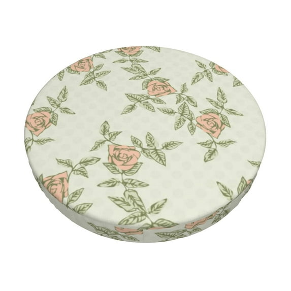 Bingfone12 Inch Padded Round Bar Stool Cover Cushion With Elastic Fabric Round Chair Seat - Rose Darkseagreen Color Background